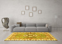 Machine Washable Abstract Yellow Modern Rug, wshabs3191yw