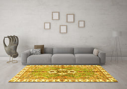 Machine Washable Abstract Yellow Modern Rug in a Living Room, wshabs3191yw