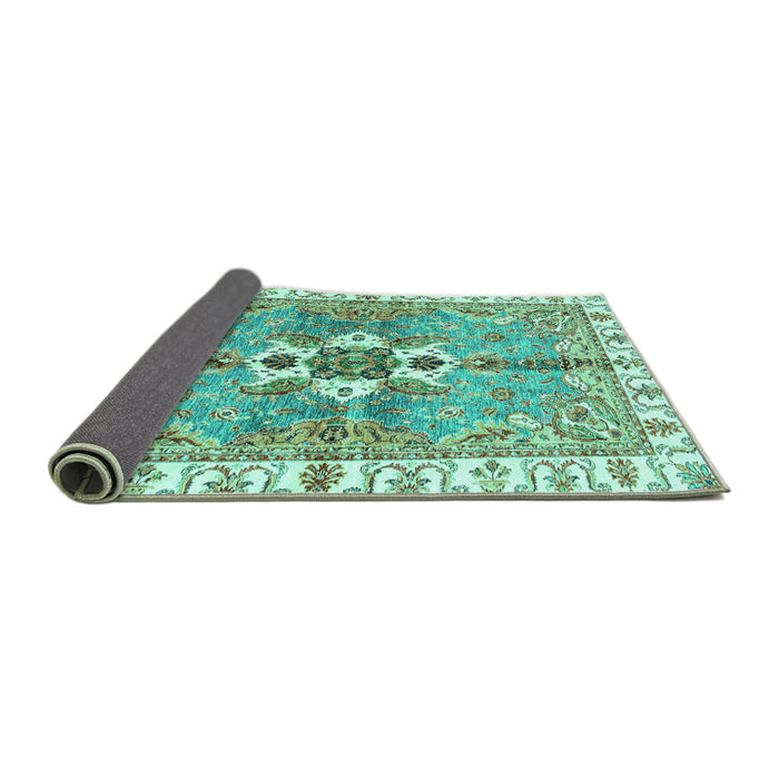 Sideview of Abstract Turquoise Modern Rug, abs3191turq