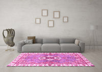 Machine Washable Abstract Pink Modern Rug, wshabs3191pnk