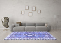 Machine Washable Abstract Blue Modern Rug, wshabs3191blu