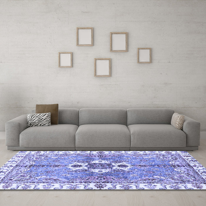 Machine Washable Abstract Blue Modern Rug in a Living Room, wshabs3191blu