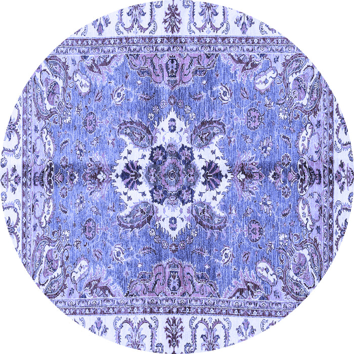 Round Machine Washable Abstract Blue Modern Rug, wshabs3191blu