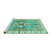 Sideview of Machine Washable Abstract Turquoise Modern Area Rugs, wshabs3191turq