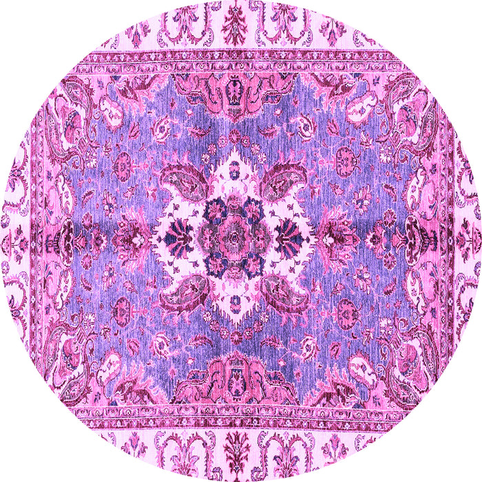 Round Machine Washable Abstract Purple Modern Area Rugs, wshabs3191pur