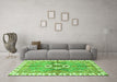 Machine Washable Abstract Green Modern Area Rugs in a Living Room,, wshabs3191grn