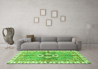 Machine Washable Abstract Green Modern Rug, wshabs3191grn