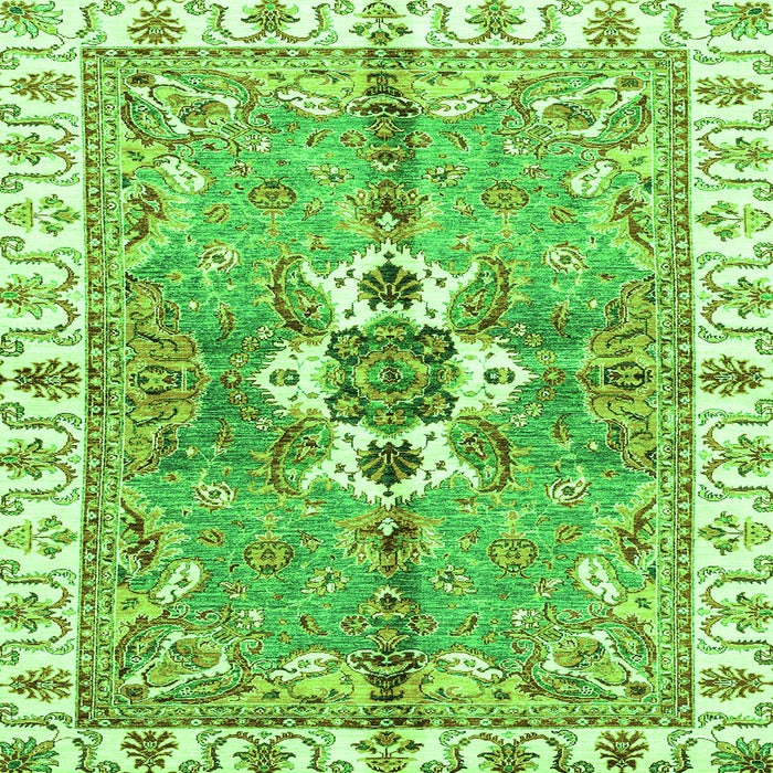 Square Machine Washable Abstract Green Modern Area Rugs, wshabs3191grn