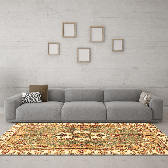 Machine Washable Abstract Brown Modern Rug in a Living Room,, wshabs3191brn