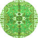 Round Machine Washable Abstract Green Modern Area Rugs, wshabs3191grn