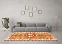 Machine Washable Abstract Orange Modern Rug, wshabs3191org