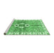 Sideview of Machine Washable Abstract Emerald Green Modern Area Rugs, wshabs3191emgrn