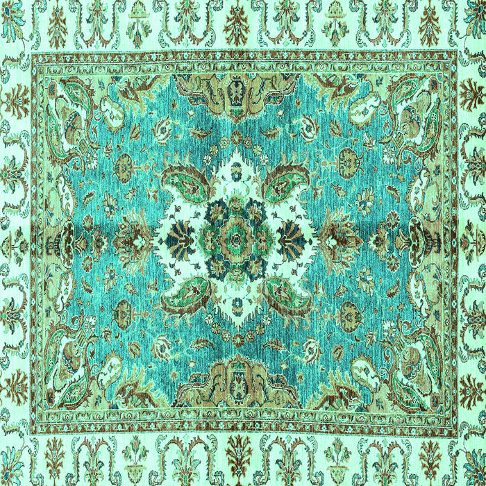 Square Machine Washable Abstract Turquoise Modern Area Rugs, wshabs3191turq