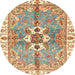 Round Abstract Red Modern Rug, abs3191