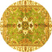 Round Abstract Yellow Modern Rug, abs3191yw