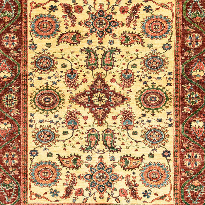 Machine Washable Abstract Chrome Gold Yellow Rug, wshabs3192