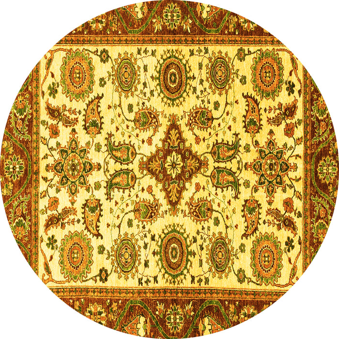 Round Oriental Yellow Traditional Rug, abs3192yw