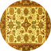 Round Oriental Yellow Traditional Rug, abs3192yw