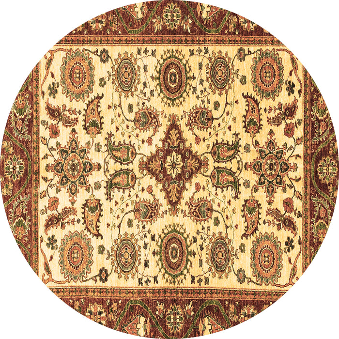Round Oriental Brown Traditional Rug, abs3192brn