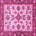 Square Machine Washable Oriental Pink Traditional Rug, wshabs3192pnk