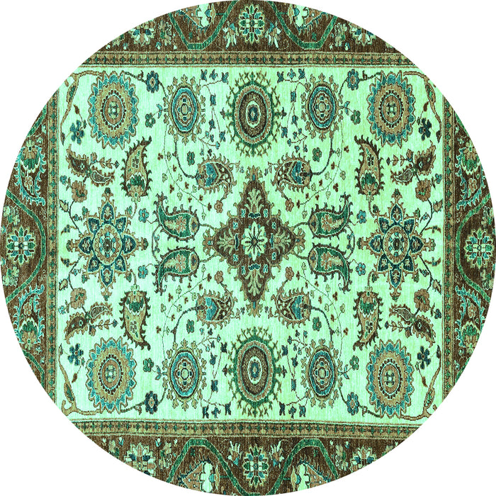 Round Oriental Turquoise Traditional Rug, abs3192turq