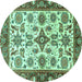 Round Oriental Turquoise Traditional Rug, abs3192turq