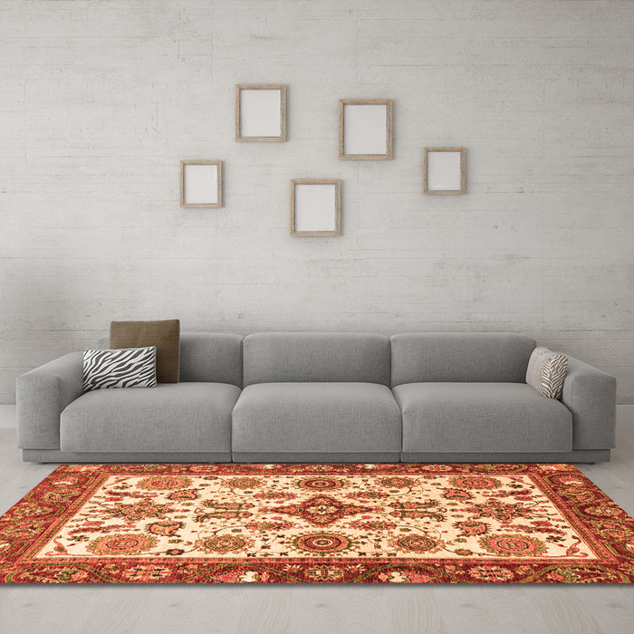 Machine Washable Oriental Orange Traditional Area Rugs in a Living Room, wshabs3192org