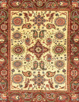 Abstract Chrome Gold Yellow Oriental Rug, abs3192