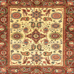Square Abstract Chrome Gold Yellow Oriental Rug, abs3192