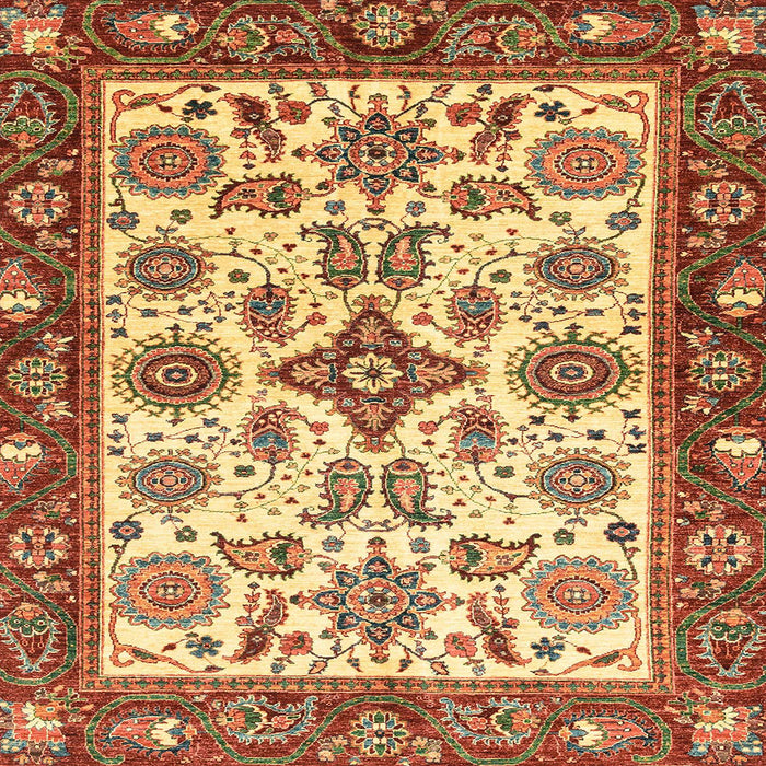 Square Abstract Chrome Gold Yellow Oriental Rug, abs3192