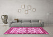 Machine Washable Oriental Pink Traditional Rug in a Living Room, wshabs3192pnk