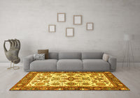 Machine Washable Oriental Yellow Traditional Rug, wshabs3192yw