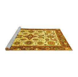 Sideview of Machine Washable Oriental Yellow Traditional Rug, wshabs3192yw
