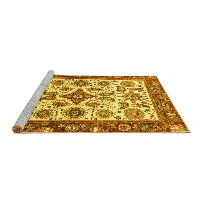Sideview of Machine Washable Oriental Yellow Traditional Rug, wshabs3192yw