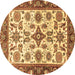 Round Machine Washable Oriental Brown Traditional Rug, wshabs3192brn