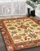 Abstract Chrome Gold Yellow Oriental Rug in Family Room, abs3192