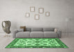 Machine Washable Oriental Emerald Green Traditional Area Rugs in a Living Room,, wshabs3192emgrn