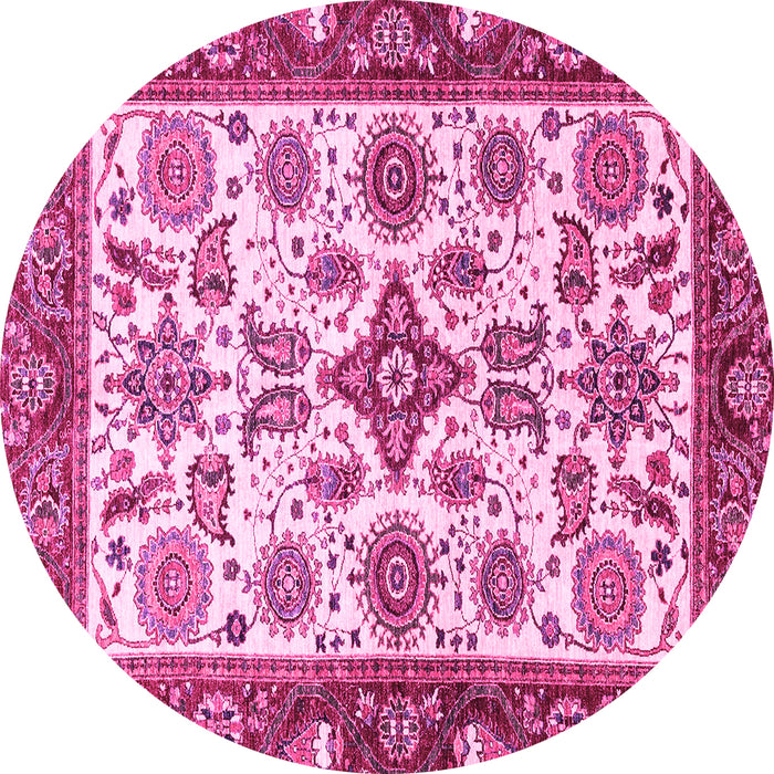 Round Oriental Pink Traditional Rug, abs3192pnk