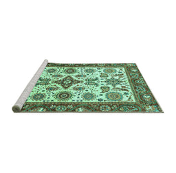 Sideview of Machine Washable Oriental Turquoise Traditional Area Rugs, wshabs3192turq