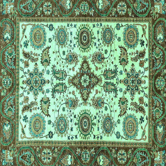 Square Oriental Turquoise Traditional Rug, abs3192turq