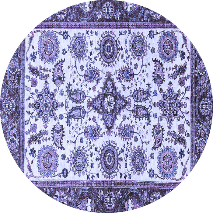 Round Machine Washable Oriental Blue Traditional Rug, wshabs3192blu