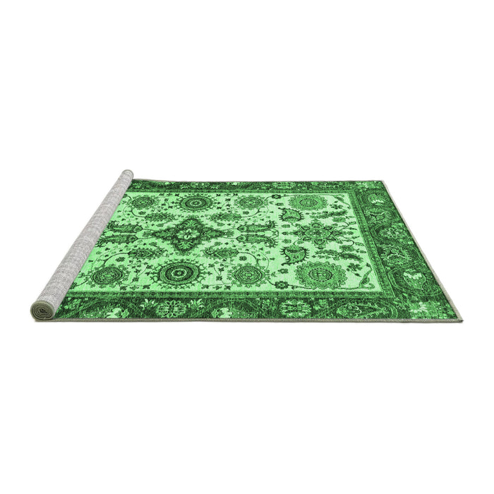 Sideview of Machine Washable Oriental Emerald Green Traditional Area Rugs, wshabs3192emgrn