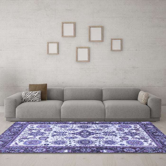 Machine Washable Oriental Blue Traditional Rug in a Living Room, wshabs3192blu