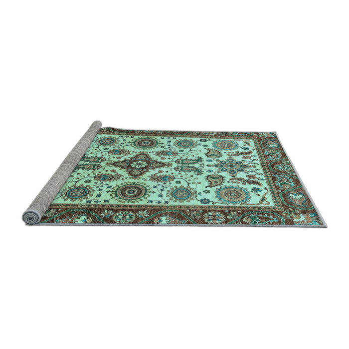 Sideview of Machine Washable Oriental Light Blue Traditional Rug, wshabs3192lblu