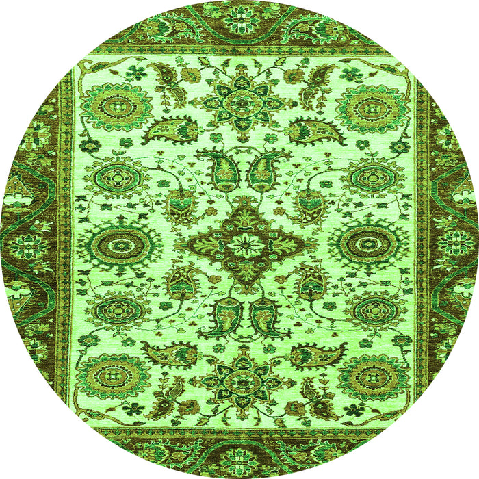 Round Oriental Green Traditional Rug, abs3192grn