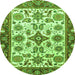 Round Oriental Green Traditional Rug, abs3192grn