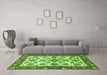 Machine Washable Oriental Green Traditional Area Rugs in a Living Room,, wshabs3192grn