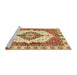 Sideview of Machine Washable Abstract Brown Gold Rug, wshabs3193