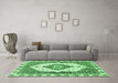 Machine Washable Abstract Emerald Green Modern Area Rugs in a Living Room,, wshabs3193emgrn