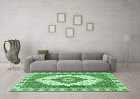 Machine Washable Abstract Emerald Green Modern Rug, wshabs3193emgrn